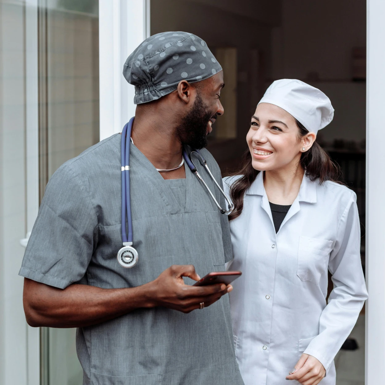 Healthcare professionals reviewing patient information in a clinical setting